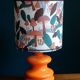 Mushroom lampshade and vintage orange glass lamp foot
