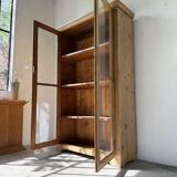 Glass cabinet or display case in pine 1950