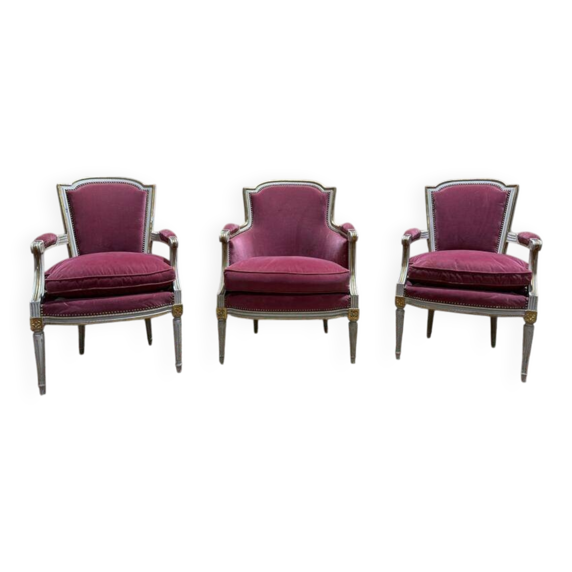 Paire de fauteuils et bergère et style Louis XVI