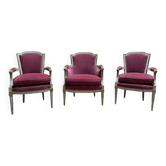 Paire de fauteuils et bergère et style Louis XVI
