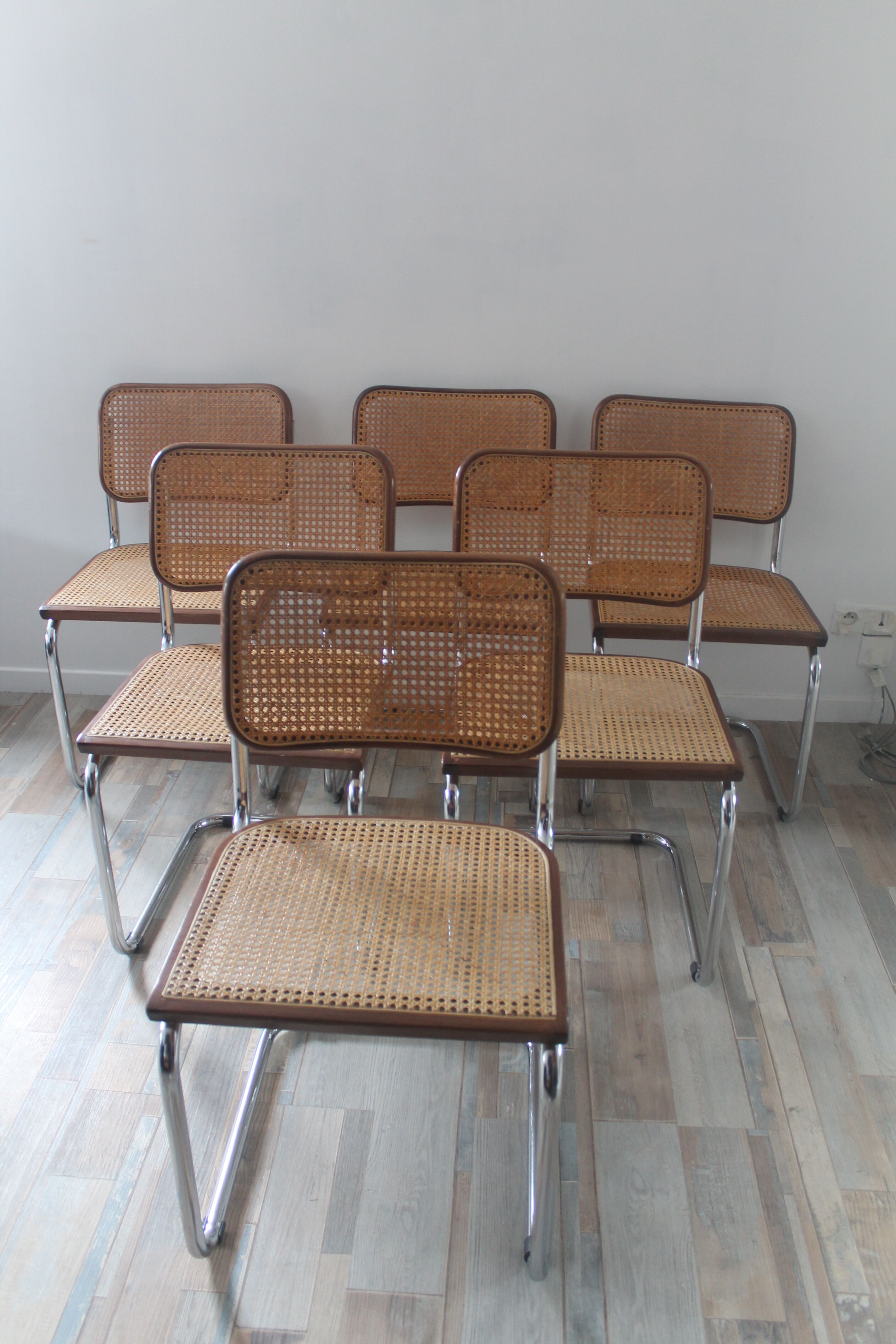 Lot of 6 chairs Marcel Breuer Cesca B32