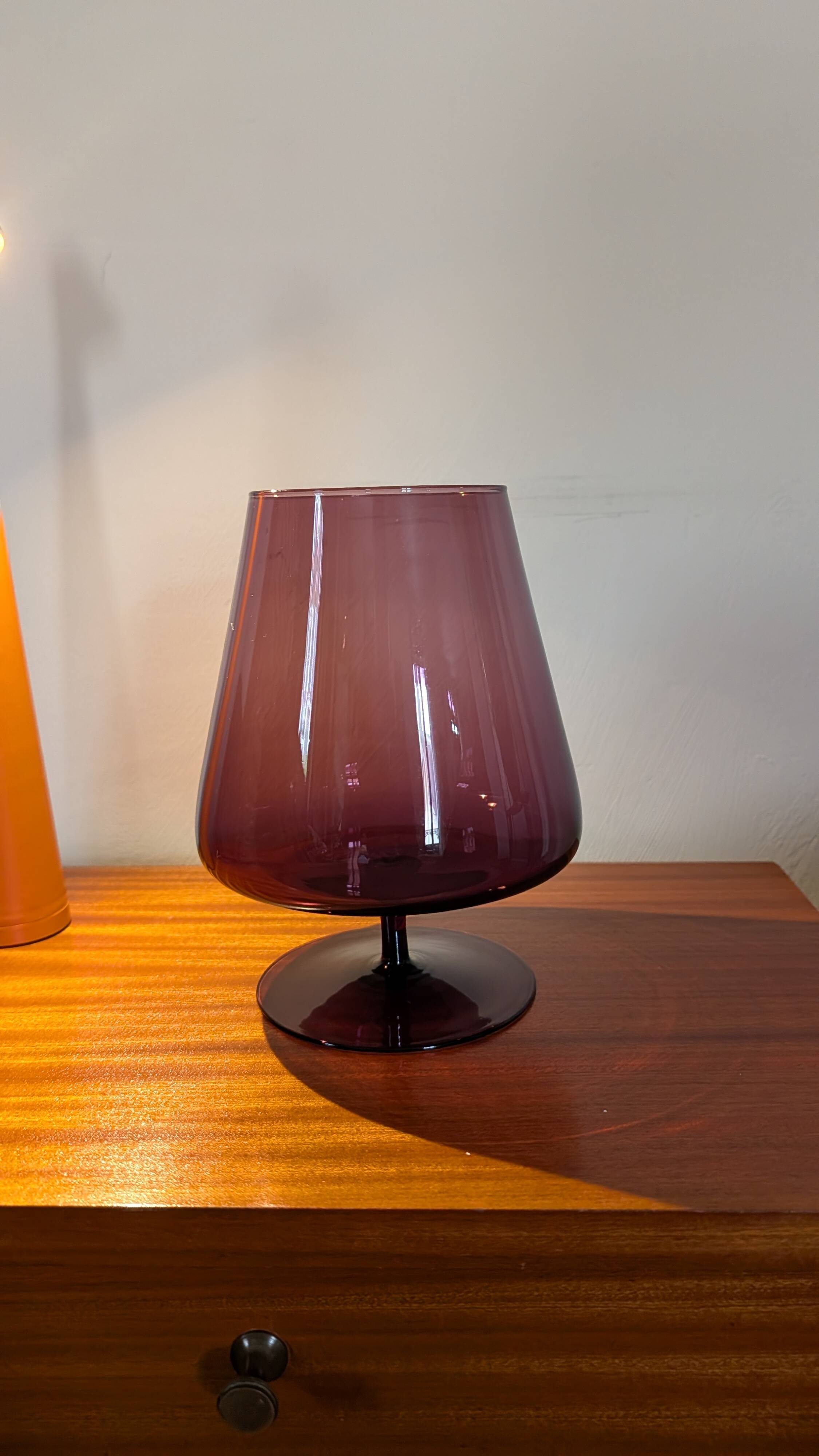 Purple smoked glass footed bowl – Scandinavian design spirit