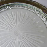 Plateau with handles, moulded glass and brass, Verlys, vintage Art Deco 1930-1940.