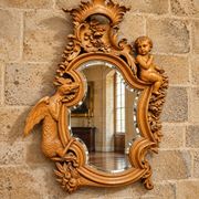 carved mirror in the spirit of Viardot – Decor with dragon and putto