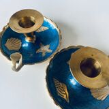Pair of shell candlesticks