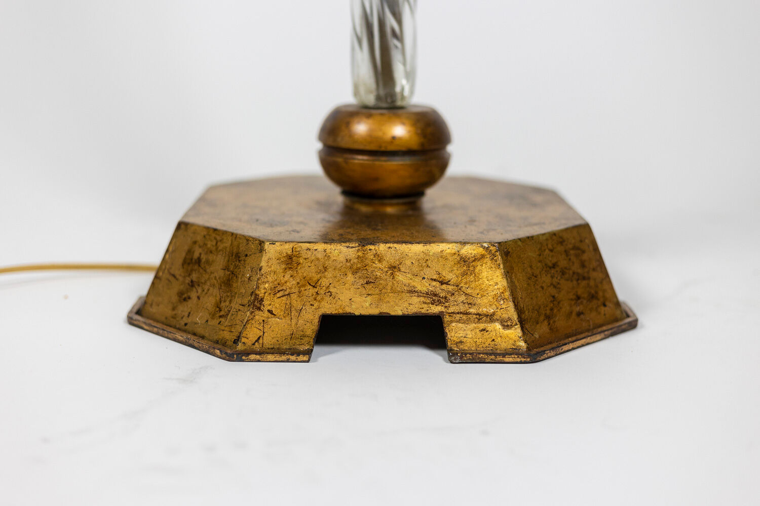 Glass and gilded metal floor lamp, 1950s