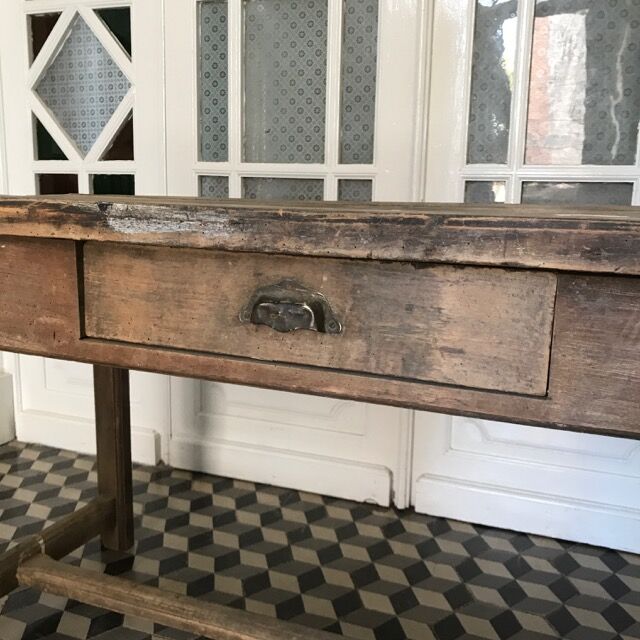 Old wooden farm table