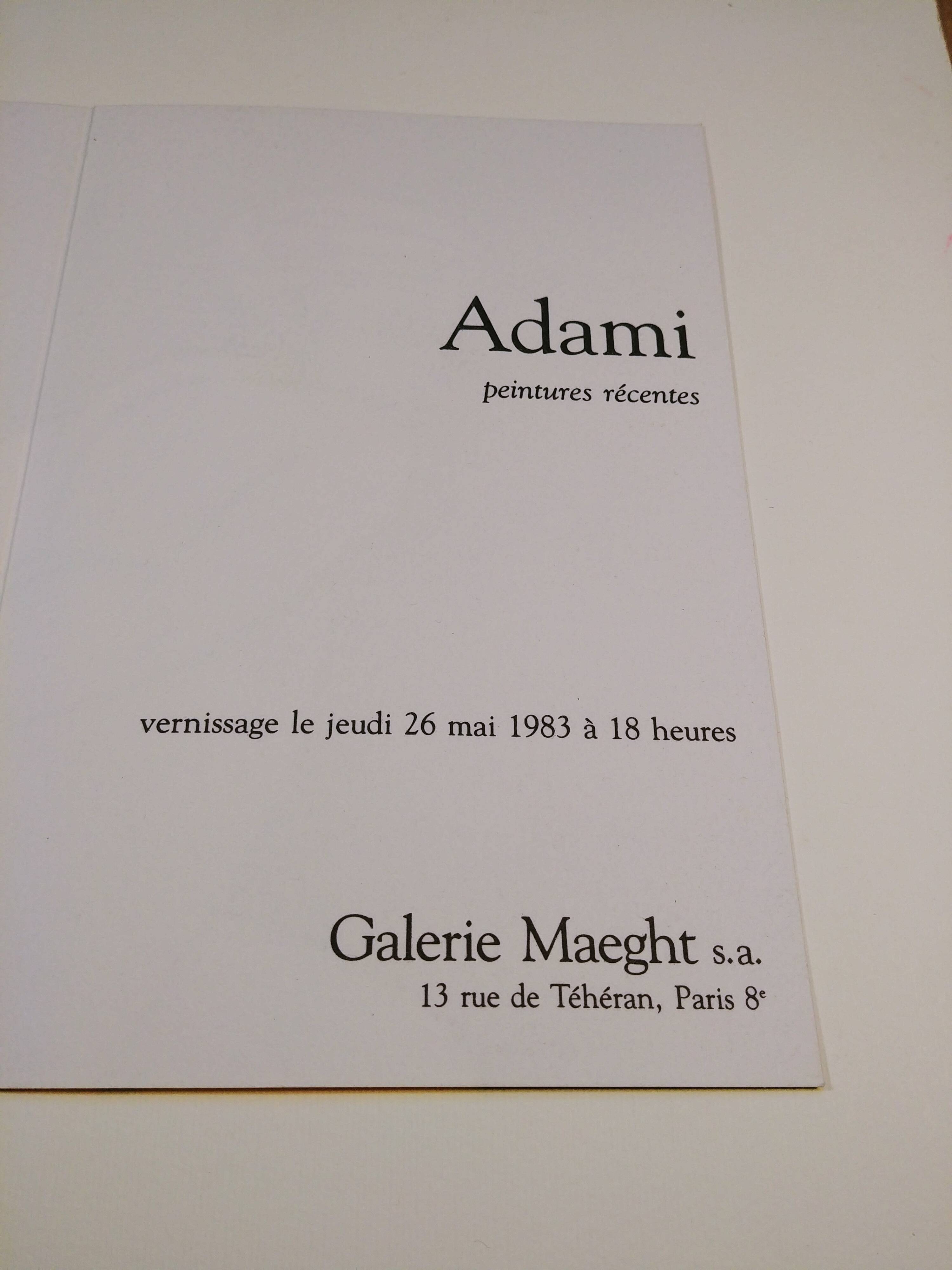 Card invitation exhibition Adami - 1983 - Maeght gallery