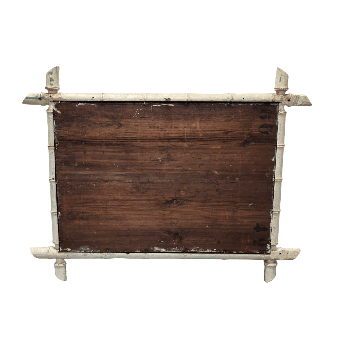 Large Vintage White Faux Bamboo Mirror, 1920/30s