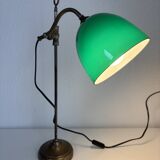 Vintage 1920s desk lamp in nickel-plated brass, celadon - 52 cm