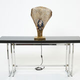 Rare brass lamp stones by Henri Fernandez for Maison Honoré 1970