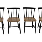Vintage set of four -bar chair made of black lacquered wood - 1960s