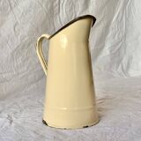 Vintage pitcher or jug in beige enamelled sheet metal