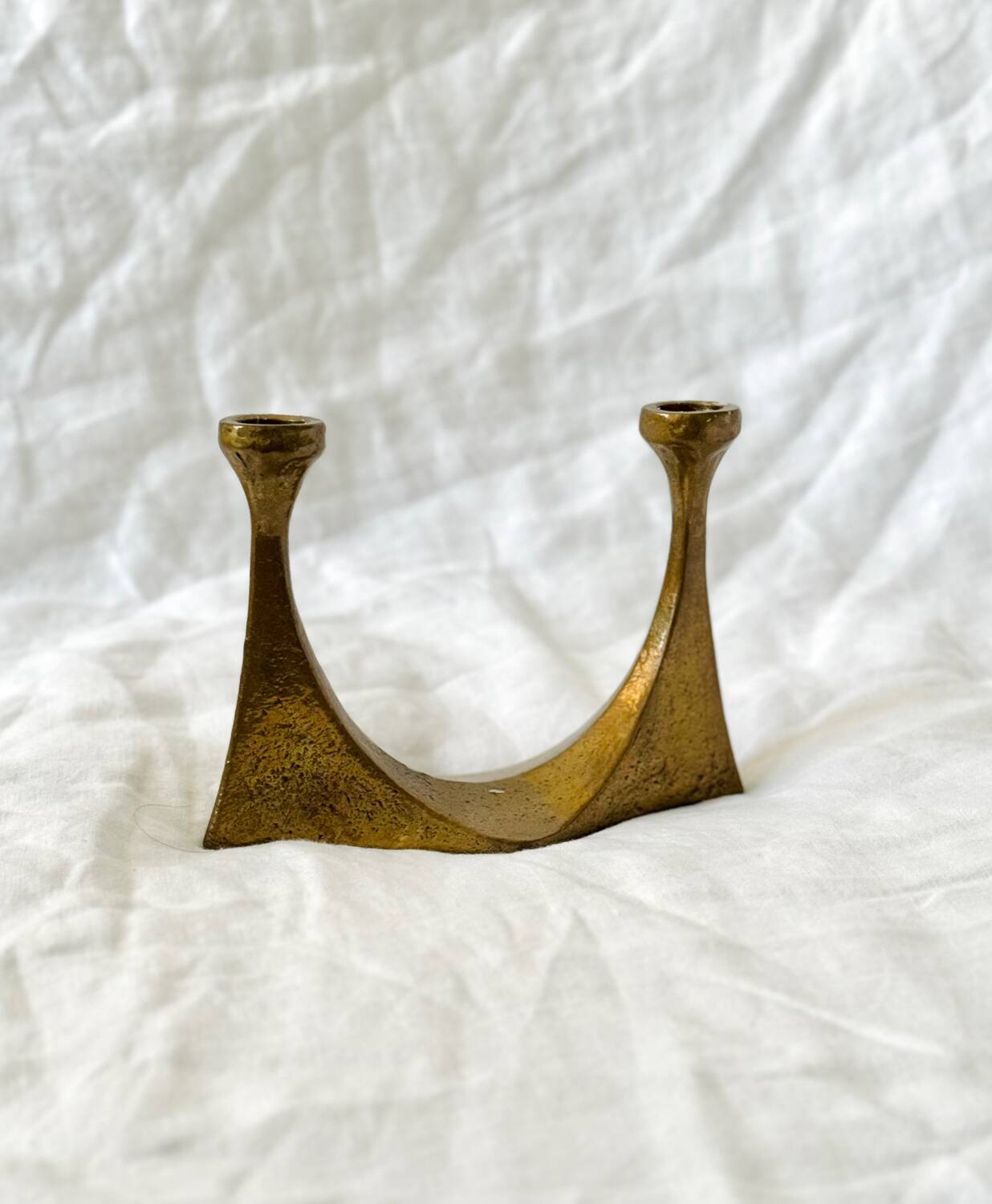 Harjes Brutalist Bronze Candle Holder