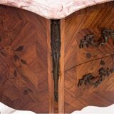 Chest of drawers with intarsia and marble top, France, circa 1880.