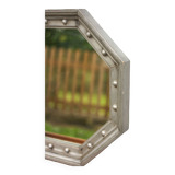 Vintage mirror, wooden mirror covered with tin, tin mirror from the 60s
