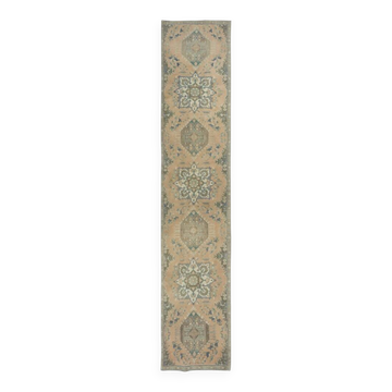 Vintage Runner Rug for Kitchen. Handmade Hallway Rug. Narrow Stair Rug. Corridor Rug. 100% Wool