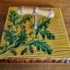 Vintage cheese platter Vallauris with wood and oak leaf pattern.