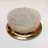 Gold colored glass ceiling or wall lamp in Hollywood style, 1970s