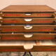 Craft furniture: display of old stationery for Cansons Papers.  50s