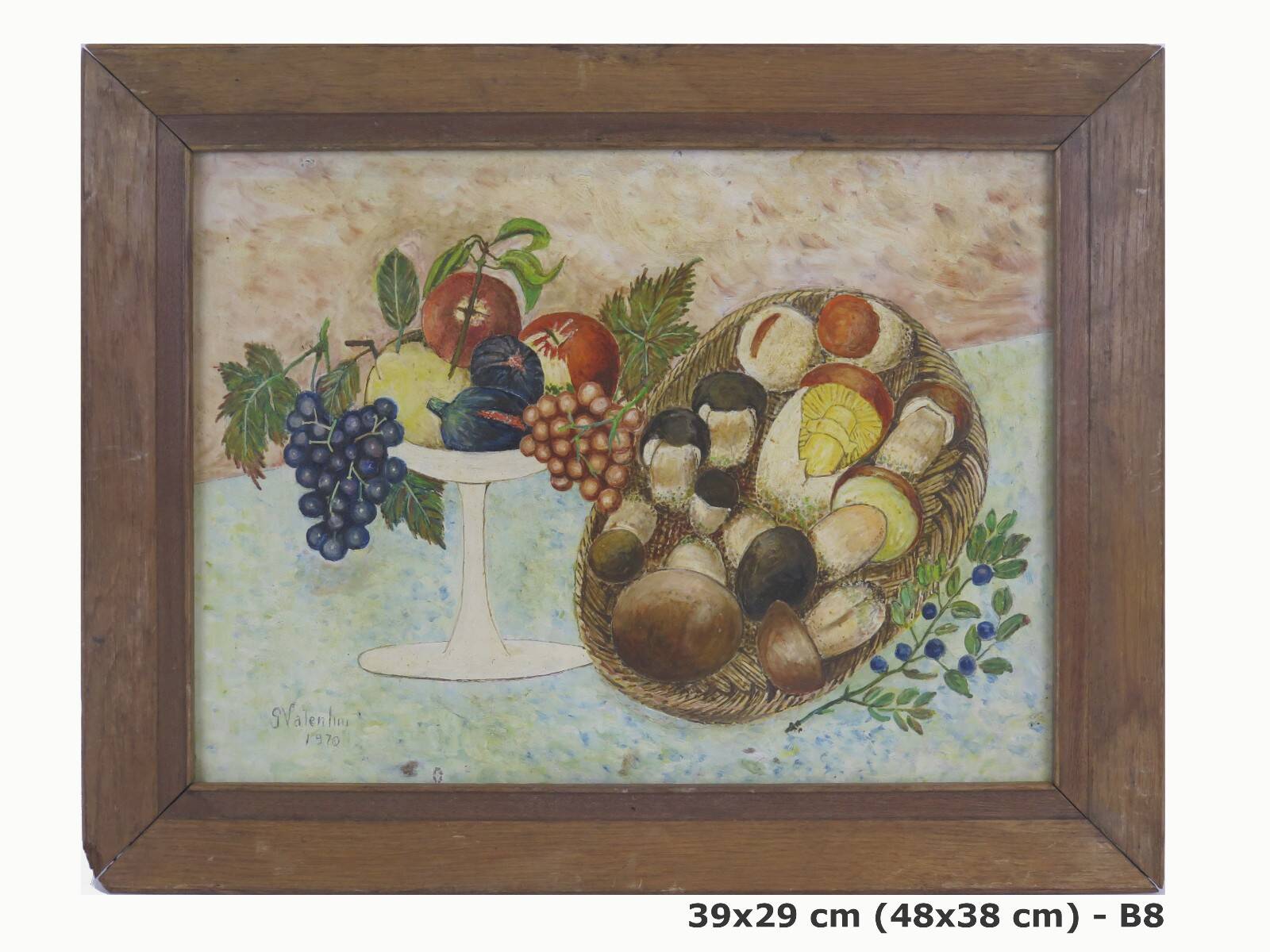 Oil painting still life signed and dated, painted on board with frame B8