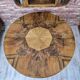 Authentic Art Deco Burl Walnut Round Extending Dining Table 1930s