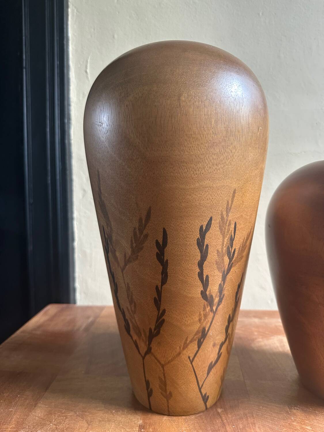 Pair of wooden vases