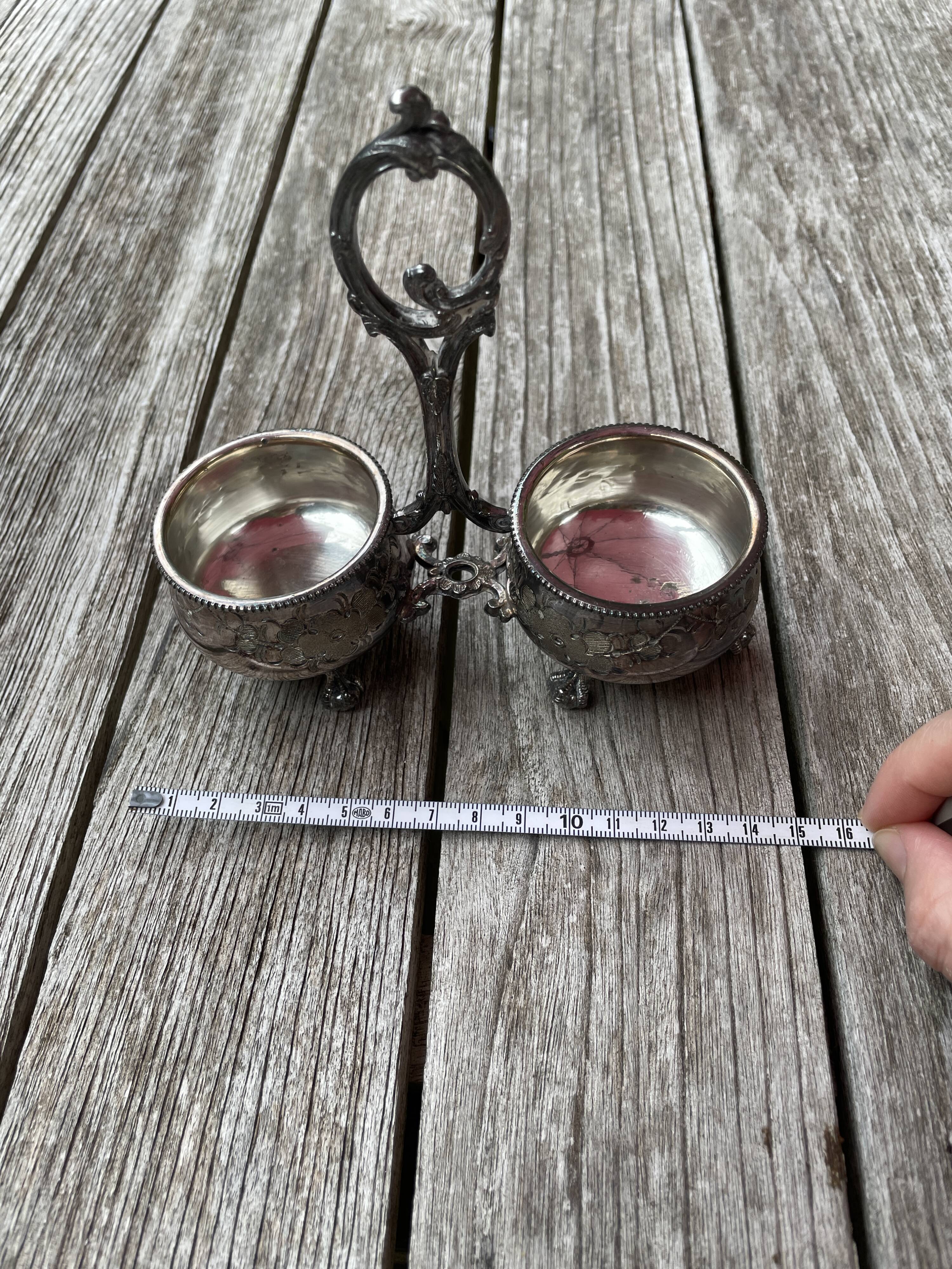 Double silver plated table salt shaker Armand Frenais 19th century Art Nouveau
