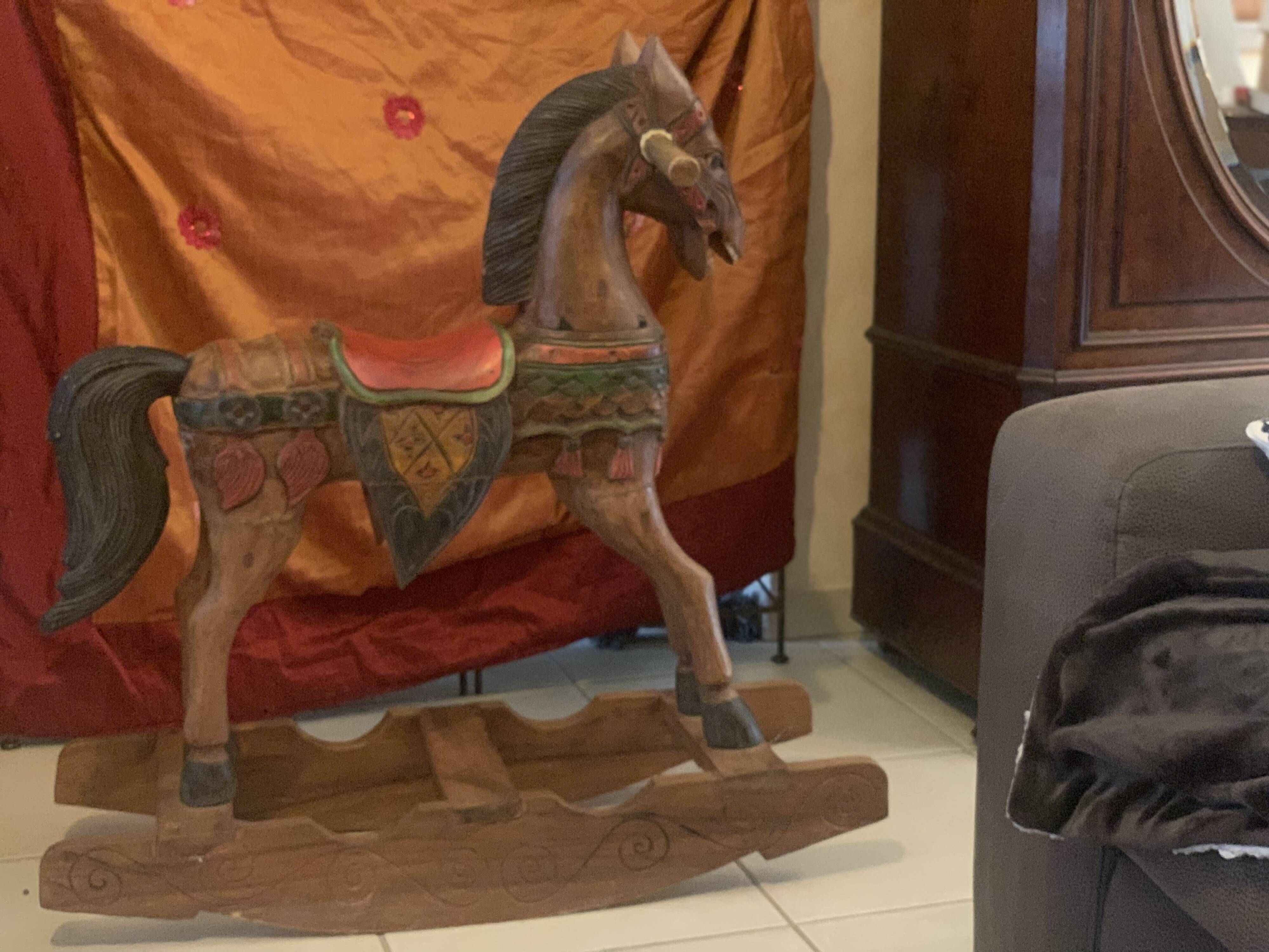 Exotic wood rocking horse