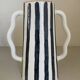 Blue-grey striped ceramic vase with abstract handmade wavy handheld