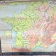 Old cardboard school map of France