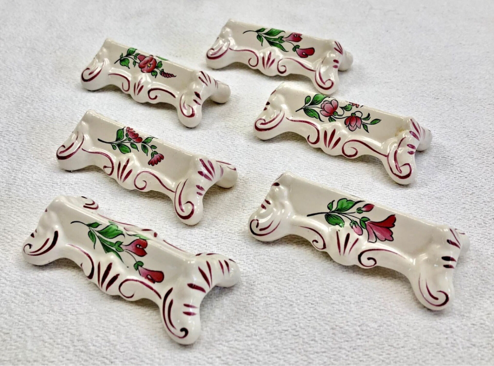 6 old ceramic knife rests from Lunéville