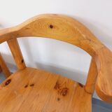 Suite de 4 fauteuils en pin des années 60 70