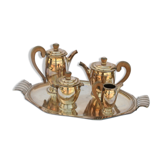 Art Deco tea service and coffee in silver metal