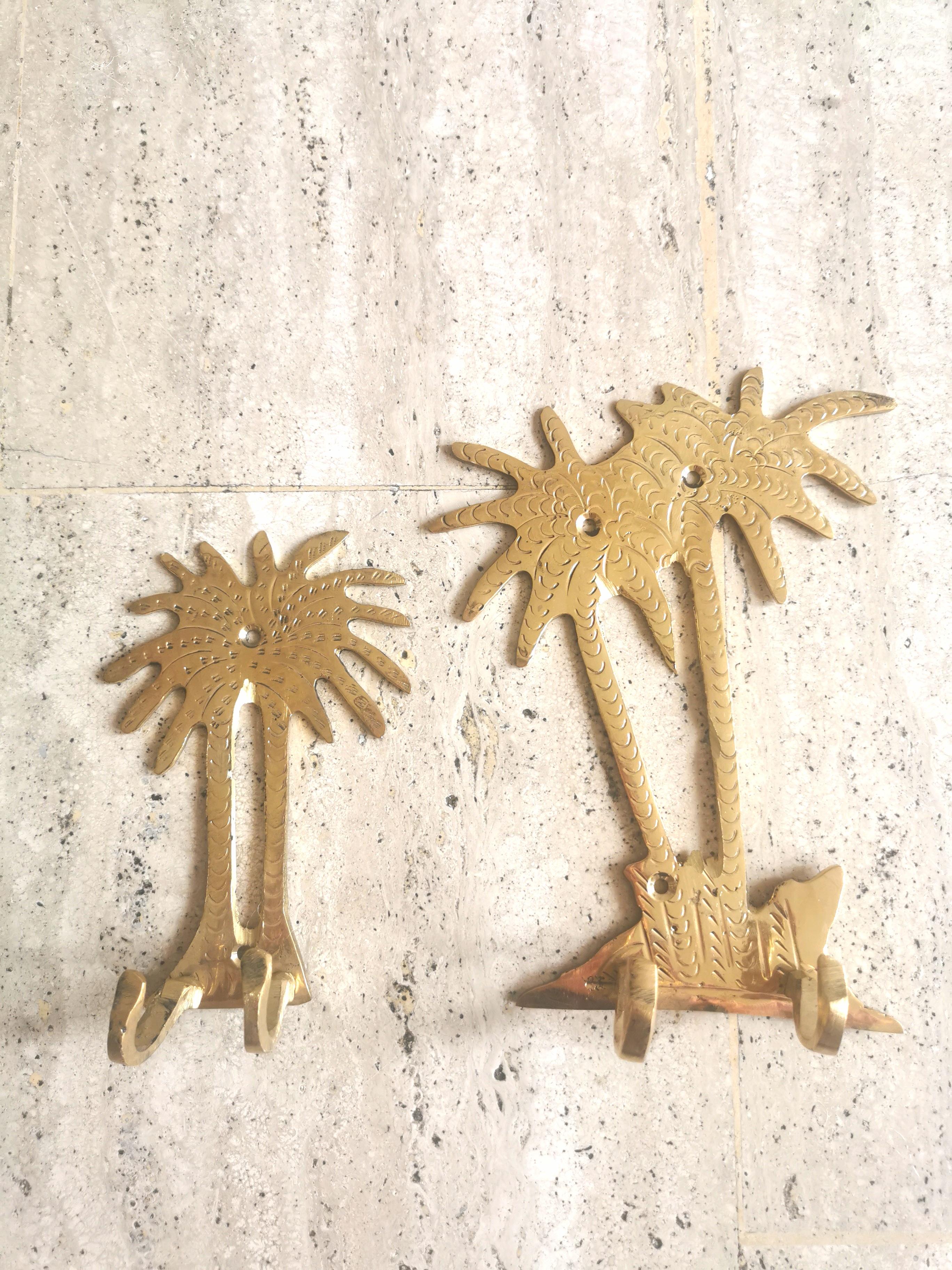 Small wall hook palm in gilded brass
