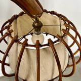 Old bamboo and rattan floor lamp design 60s Louis Sognot vintage lamp