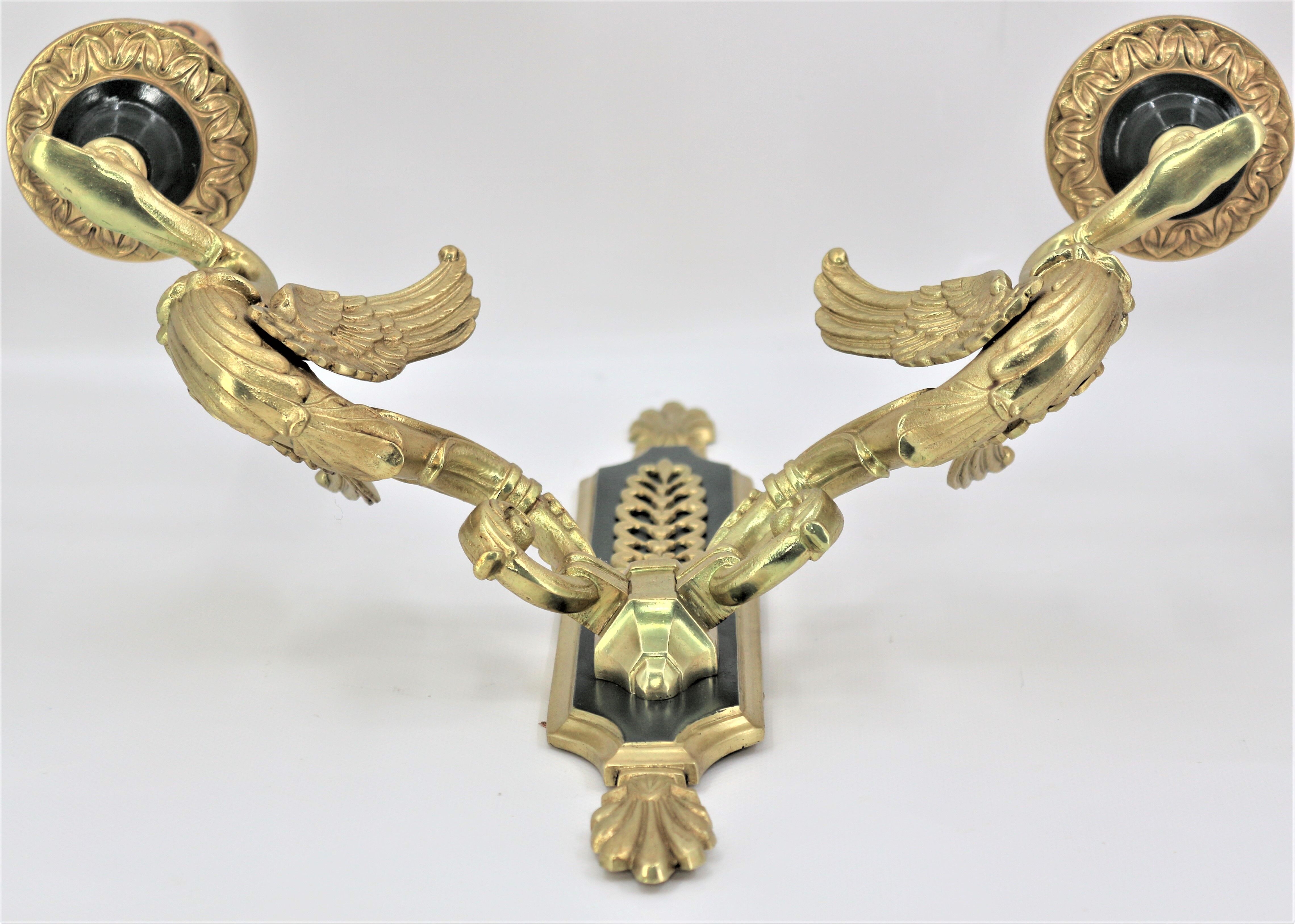 Pair of empire-style bronze wall light
