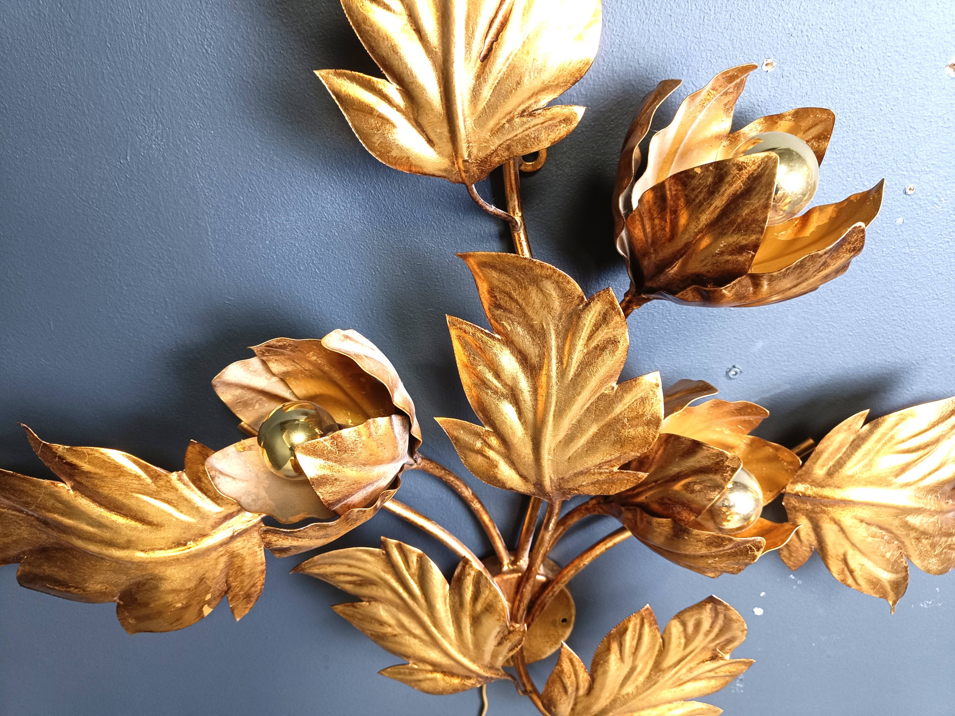 Pair of Vintage leaf wall lights by Hans Kögl, 1970s