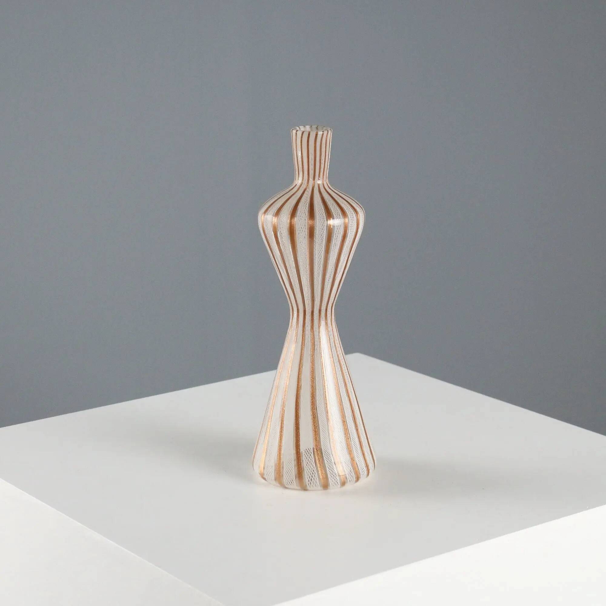 Vintage hourglass-shaped glass vase, designer, Italy, 1950s-1960s.
