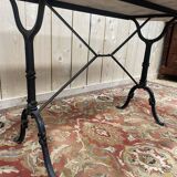 Table de bistrot en fer et marbre 160 cm