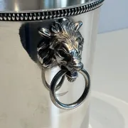 Silver-plated champagne bucket Orfèvrerie Saint-Médard. Handles in the shape of heads.