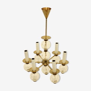 Brass chandelier with glass bulbs