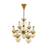 Lustre en laiton avec des ampoules en verre