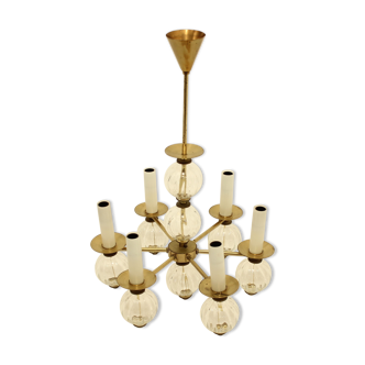 Brass chandelier with glass bulbs