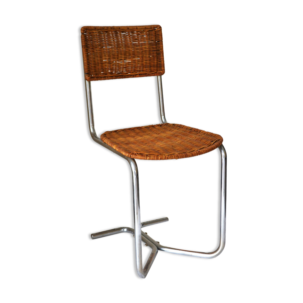 Chaise de style Bauhaus des années 1930 en rotin Selency