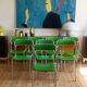 Série de 8 chaises Souvignet en chrome et skaï vert