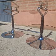 Oval table 70s design – Glass, Chrome & Walnut
