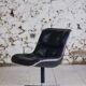 Black leather office chair by Charles Pollock for Knoll