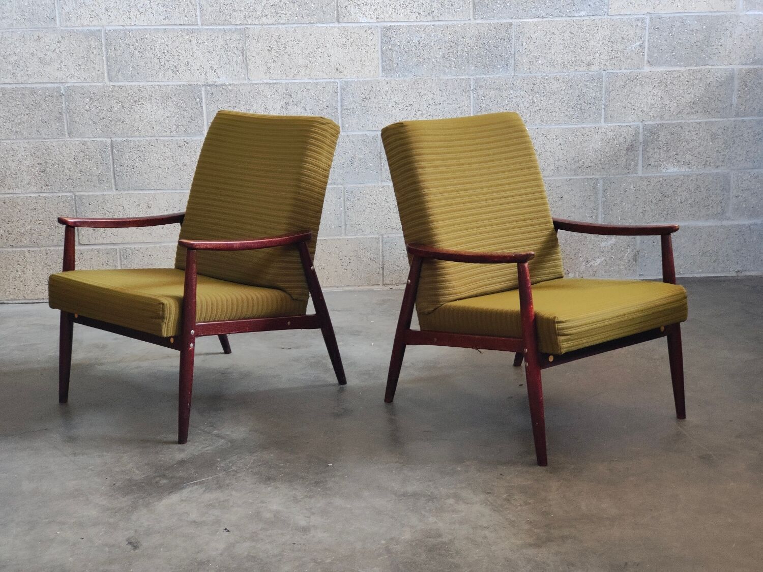 Pair of armchairs Olive Green by Jiri Jiroutek 1960
