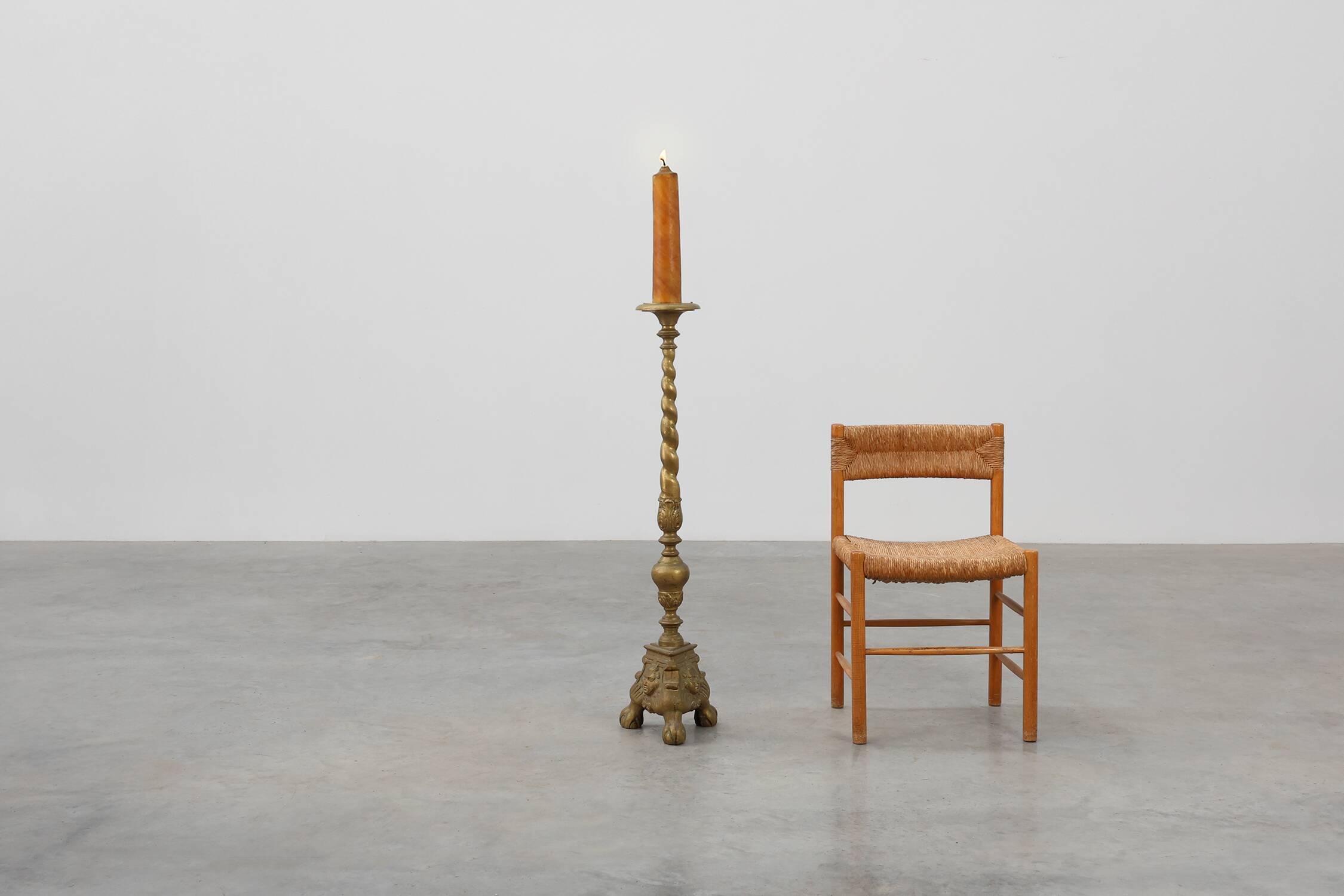 Large copper church candle holder, France 19th century